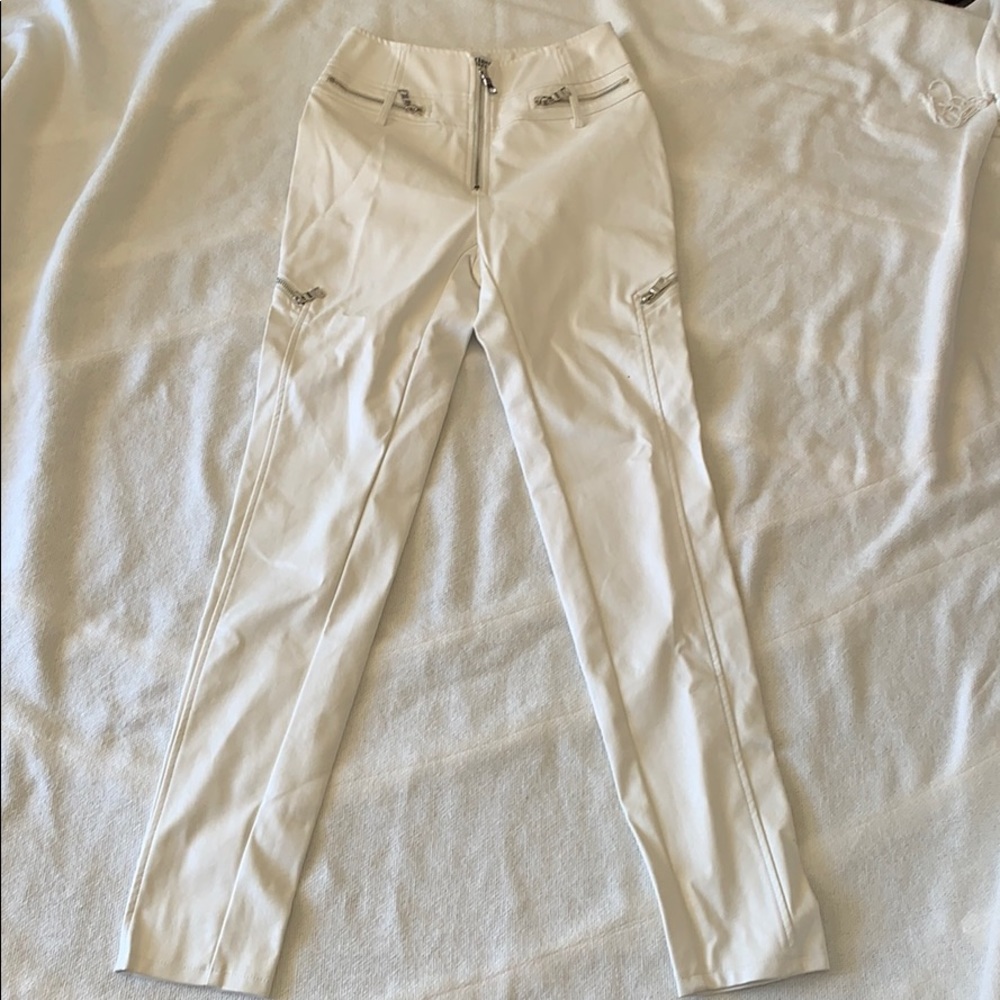 SOLD Tiger Mist Faux Leather White Pants sz xs